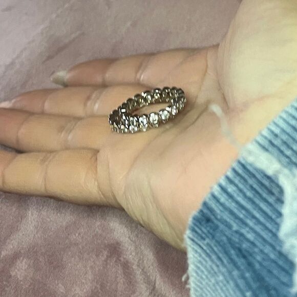 The Brilliant Bezel eternity band with zircon in Sterling Silver sz 9 - Picture 8 of 9